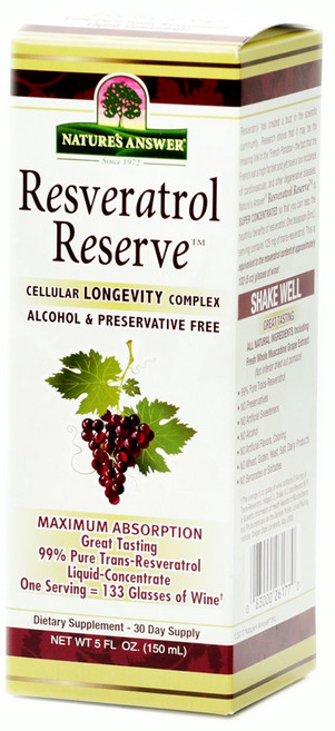 NATURE'S ANSWER 無麩質白藜蘆醇萃取液, 150毫升, 1個