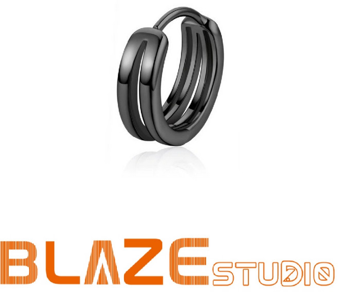 BLAZE 騎士耳環 銀針 雙圈 耳扣