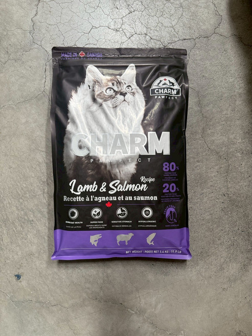 CHARM PAWFECT 無穀貓糧 80%動物蛋白 呵護敏感腸胃 加拿大製造, 5.4kg, 1包, 羊肉+鮭魚