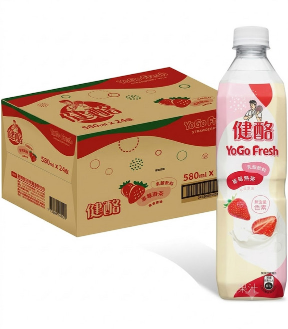健酪 草莓風味乳酸飲料 580ml, 24瓶