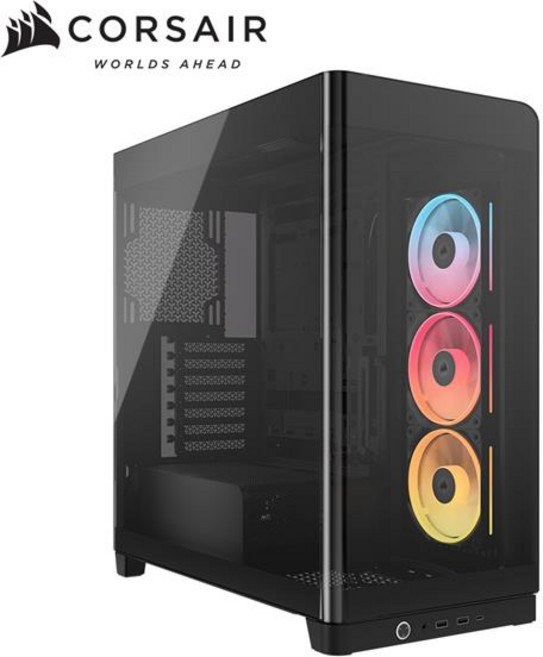 海盜船Corsair Frame 4500X 一體式全景玻璃 E-ATX機殼 黑 附LX120R炫光風扇*3, 1個, LX120R