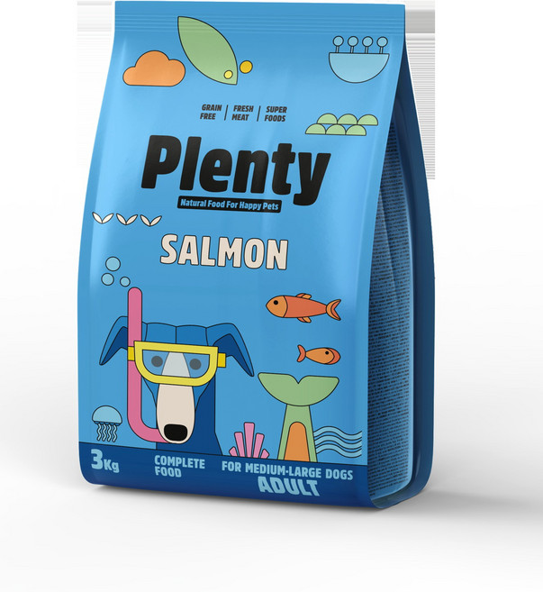 PLENTY陪樂全齡犬大顆粒水解鮭魚 3kg, 1個