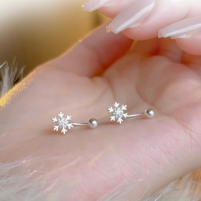 SUMMER 銀飾 S999足銀 雪花戀曲 造型轉珠耳環 雙向佩戴 純銀耳環