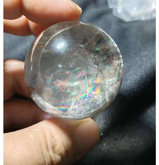 晶棋 白水晶 彩虹水晶球 居家擺飾, 1個