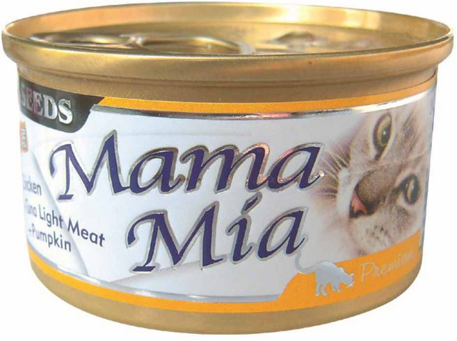 Mama Mia 雞肉+鮪魚嫩肉+南瓜濕糧, 85g, 24個, 雞肉+鮪魚嫩肉+南瓜