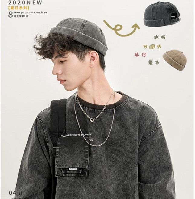 子甄彣璟 瓜皮帽 日系棉質圓頂雅痞