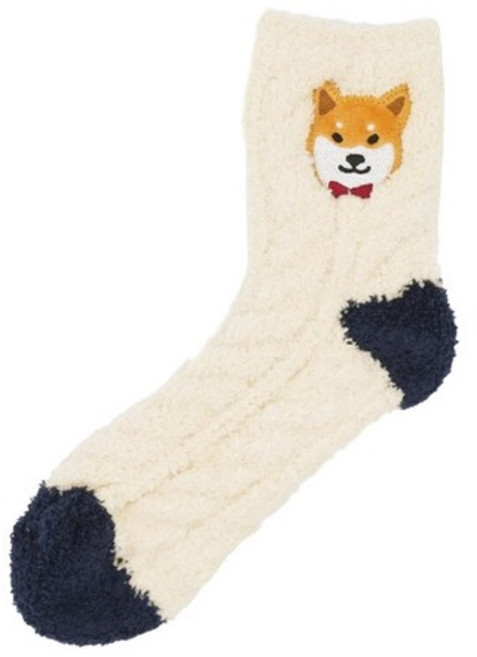 FRIENDSHILL 動物刺繡保暖防滑襪 絨毛居家襪 柴犬/貓咪/刺蝟多款 23-25cm