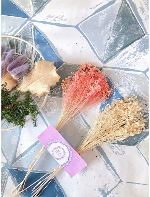 乾燥花素材-進口不彫金雀木滿天星乾燥花束 婚禮佈置 手作 花球 攝影 手腕花 捧花 新娘 頭圈, 杏白職業裝20g上下