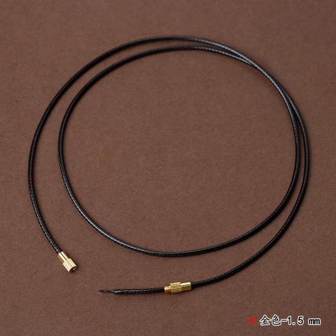 皮繩 掛繩 黑色項鍊掛件繩子, 1個, 金色1.5mm 長度70自行剪裁 黑繩
