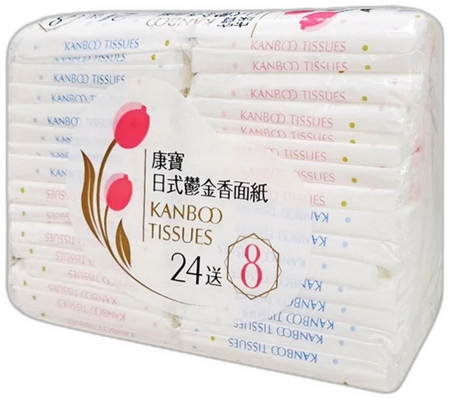 康寶 KANBOO 日式鬱金香面紙隨身包 雙層 18cmx20.6cm 32包, 1個