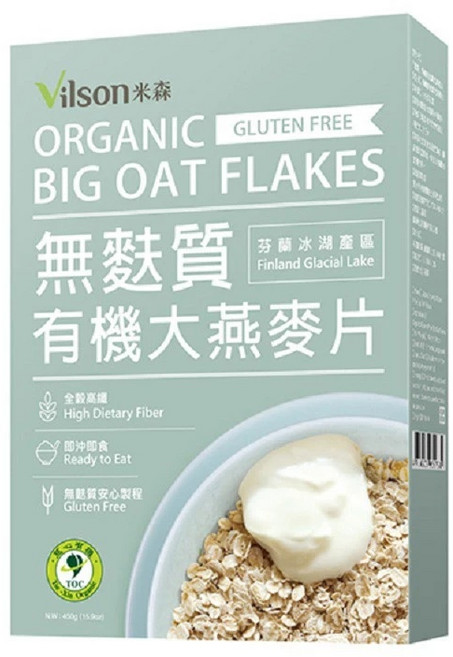 米森 有機無麩質大燕麥片 高纖 冰島湖區, 450g, 1個