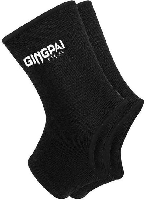 GINGPAI 搏擊護腿 護脛護腳踝 散打泰拳格鬥護具, 1個, 針織護腳踝黑色,S, 黑色