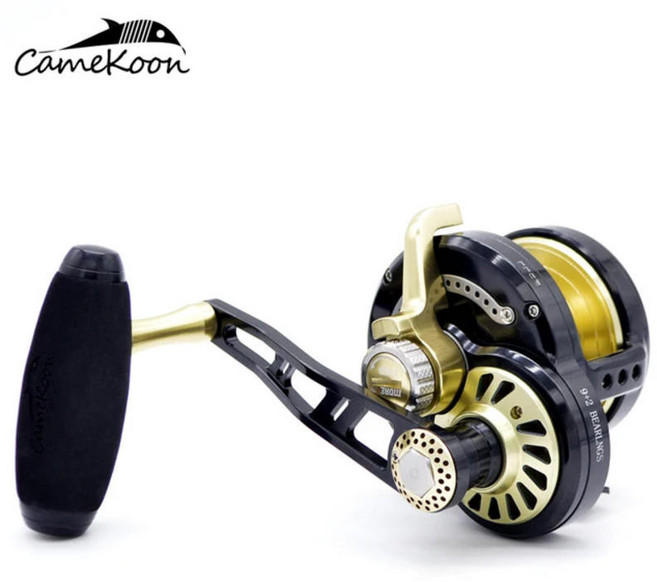 CameKoon DC200/300/400/500/600 鼓式捲線器 6.3:1 齒輪比 海釣捲線器, 原廠配色, EVA T把,DC400R 右手