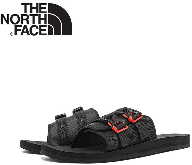 The North Face 男 雙織帶卡扣休閒拖鞋 黑色, US7, 黑, US7