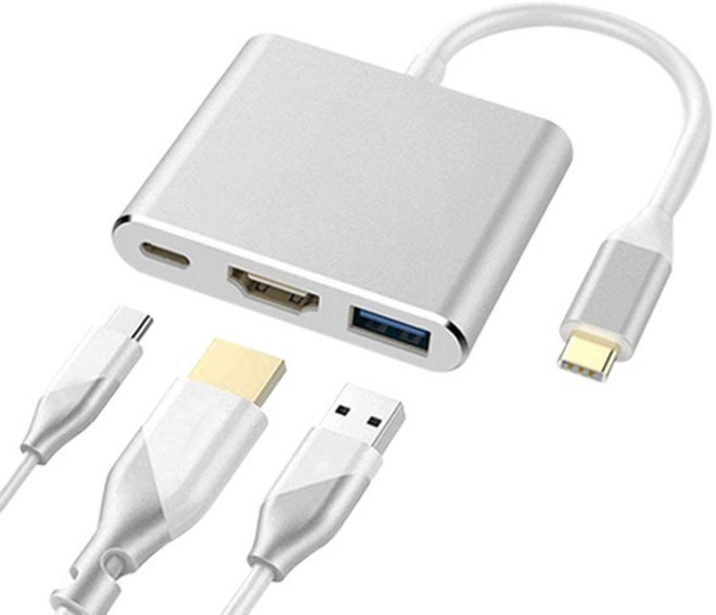 Type-C 轉 HDMI/VGA 4K 轉接器 適用 Macbook Switch 手機連接螢幕, 1個, 三合一款, 三合一