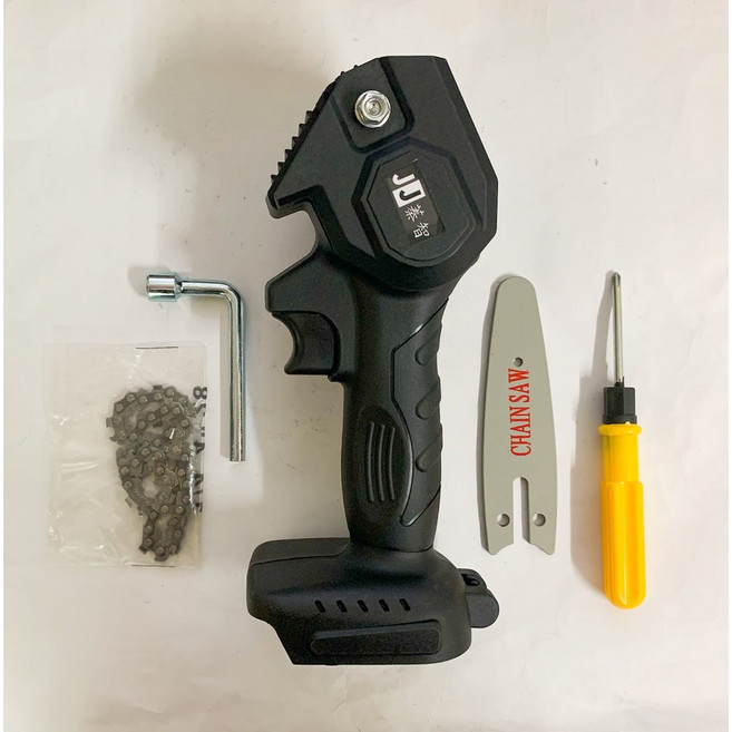 JJ 鋰電電鏈鋸 21V, 1個, 黑 4吋鏈鋸 簡易款 單機+配件(無電池