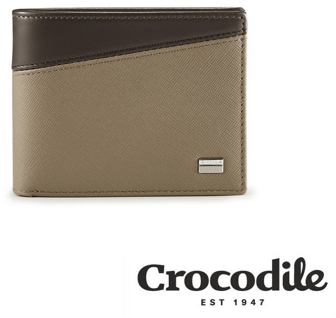 Crocodile 鱷魚皮件 男士皮夾 8卡中翻子夾 釦式零錢袋 台灣公司貨