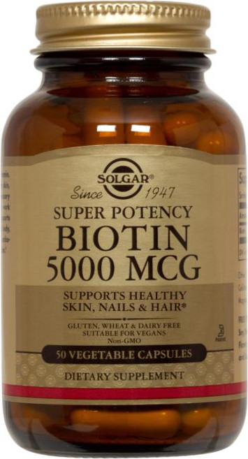 SOLGAR 生物素素食膠囊 5000mcg, 50顆, 1罐