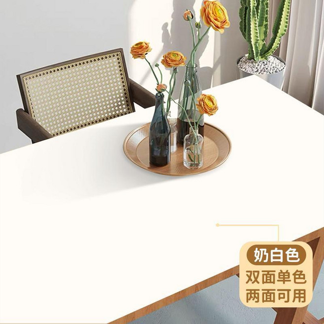 雙面雙色皮革桌墊 防水防油防燙 60x110公分, 皓月白, 1個