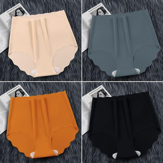 無痕高腰冰絲內褲, 深灰+膚色+黑色+焦糖,2XL 75.0-90.0公斤