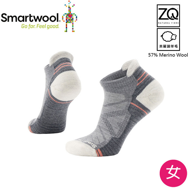 Smartwool 女 機能戶外全輕量減震踝襪 美麗諾羊毛 吸濕排汗 防臭, 中性灰, 12個
