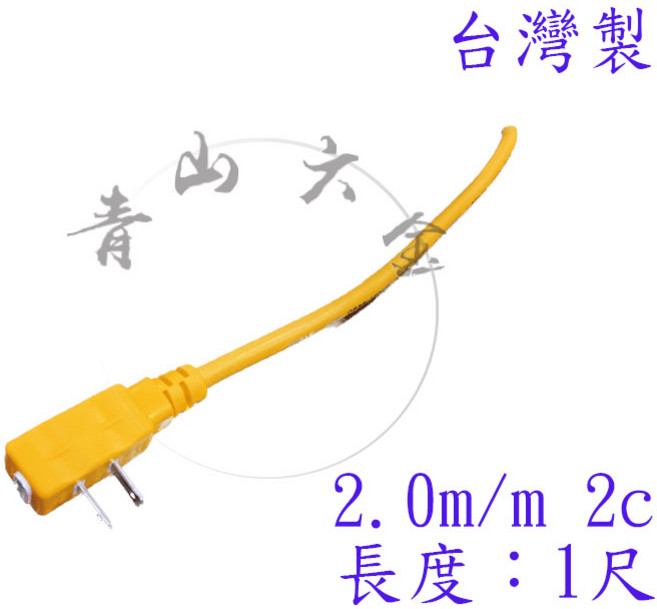 動力線 延長線 1尺 台灣製, 1個, 1尺單插頭 有保護開關 2.0mm 2c, N/A, 2m