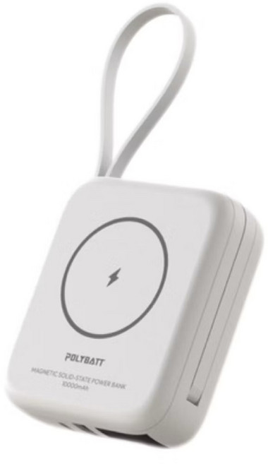POLYBATT 磁性固態行動電源 10000mAh, 白色