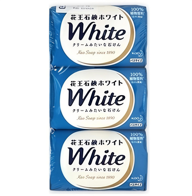 花王 kao White 香皂 純白花香 (藍色), 130g, 3個
