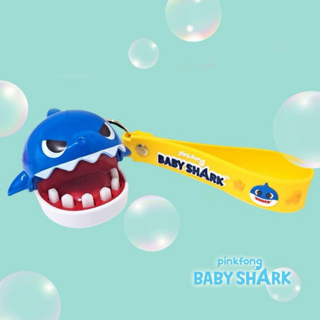 碰碰狐 鯊魚寶寶 Baby shark 迷你牙齒遊戲鑰匙圈, 1個, 藍色鯊魚爸爸