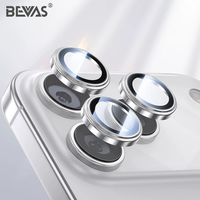 BEVAS 康寧鏡頭貼 適用於 iPhone 17 16 15 14 13 Pro Max Plus 鏡頭膜 鏡頭框, 銀色(3入),iP15Pro/ iP15 ProMax, 1個