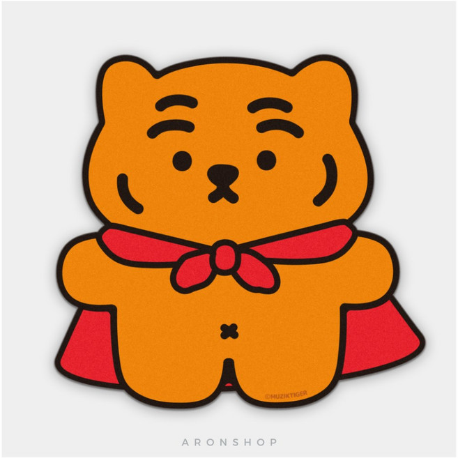 MUZIK TIGER 造型滑鼠墊 韓國文創 辦公室小物, 1個, 超人橘胖虎-滑鼠墊, 橘