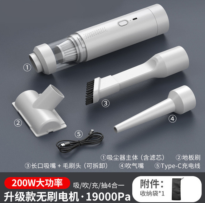 無線吸塵器吸/吹/充/抽 4合一120W大功率, (彩盒装), 豪华无刷款白色