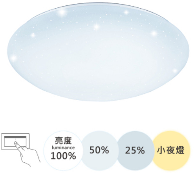 舞光 遙控調光吸頂燈 星鑽罩 雪晴壁切 30W/50W/75W, 木紋, 50W星鑽四段壁切款