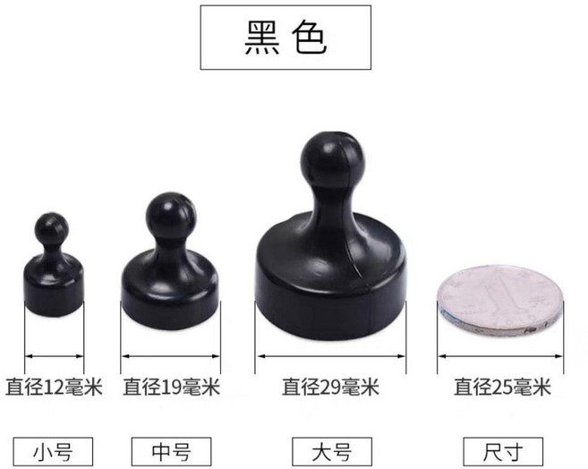good 強力磁釘強磁圖釘圓形吸鐵石教學辦公書畫磁鐵毛氈牆磁扣磁粒, 黑色, 1個