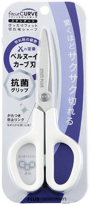 PLUS 普樂士 弧線剪刀 SC-175S-AB 白色 舒適握柄 安全圓形刀刃 1入, 1個