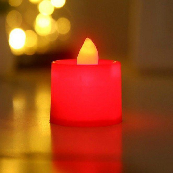 LED電子蠟燭燈 浪漫生日求婚佈置氣氛燈, 紅殼紅光,10個裝