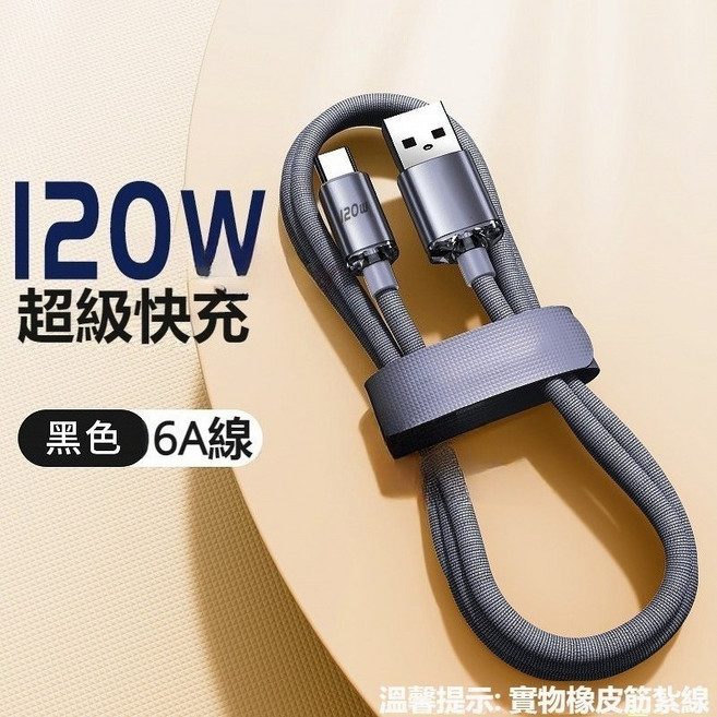 120W Type-C PD快充線 傳輸線, 1個, 黑色 A-C 25CM