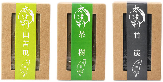 太生利 清爽男士手工皂三入組-山苦瓜/竹炭/茶樹, 1個, 潤膚乳60ml, 100g