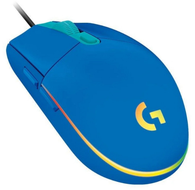 Logitech 羅技 LIGHTSYNC RGB 6鍵 炫彩 遊戲 有線滑鼠 高精度追蹤, 藍色, 藍色, G102