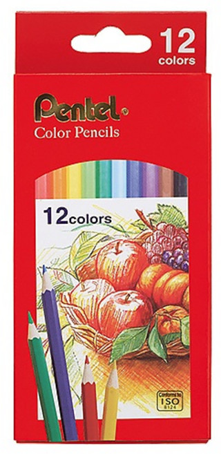 Pentel 彩色鉛筆 CB8 紙盒裝 - 12色/24色/36色, 1個, 百點色鉛筆CB8-12色(油性)