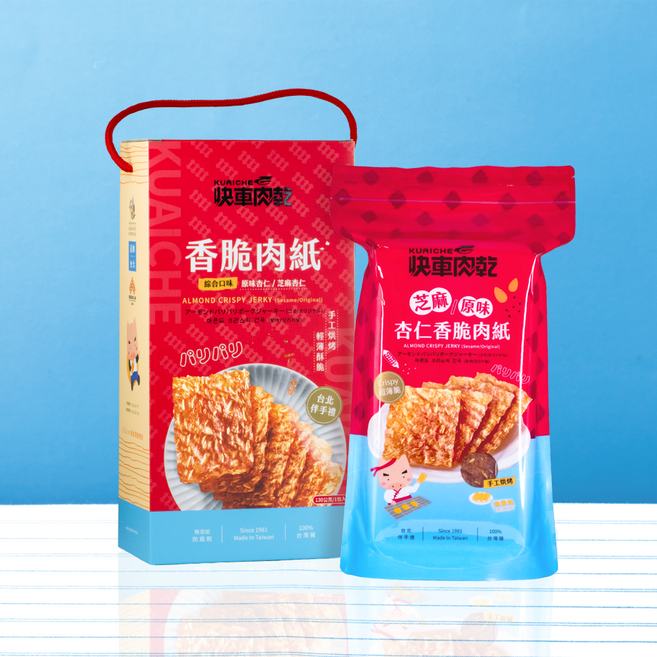 快車肉乾 雙味杏仁香脆肉紙禮盒, 130g, 1個
