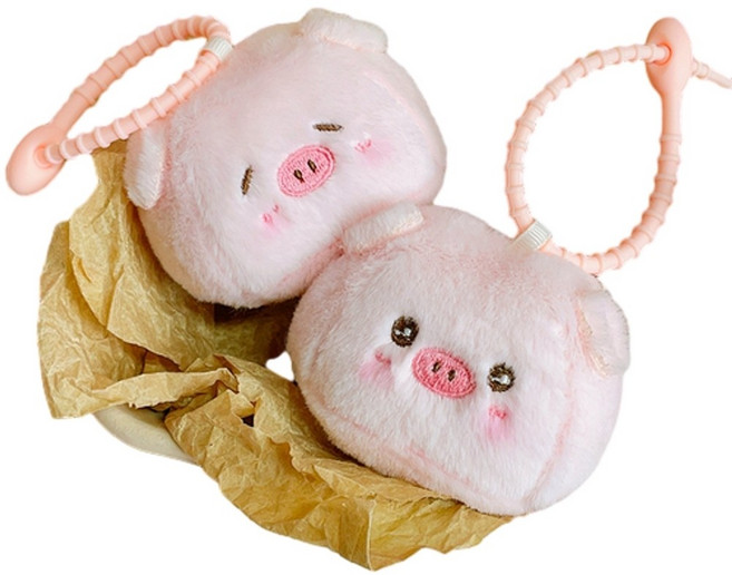 可愛烘焙甜品毛絨掛件, 小豬包 - 閉眼, 1個, 12cm