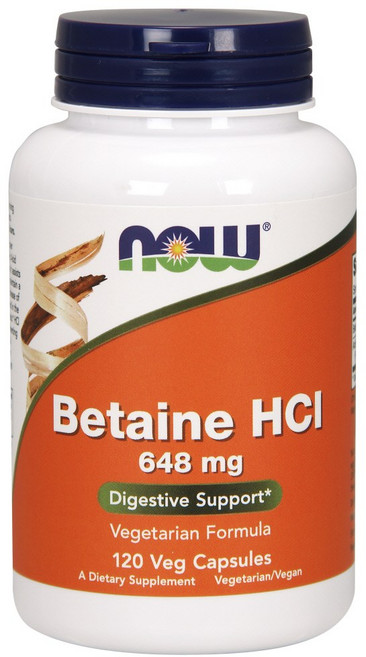NOW Foods 甜菜鹼鹽酸鹽素食膠囊 648mg, 120顆, 1罐