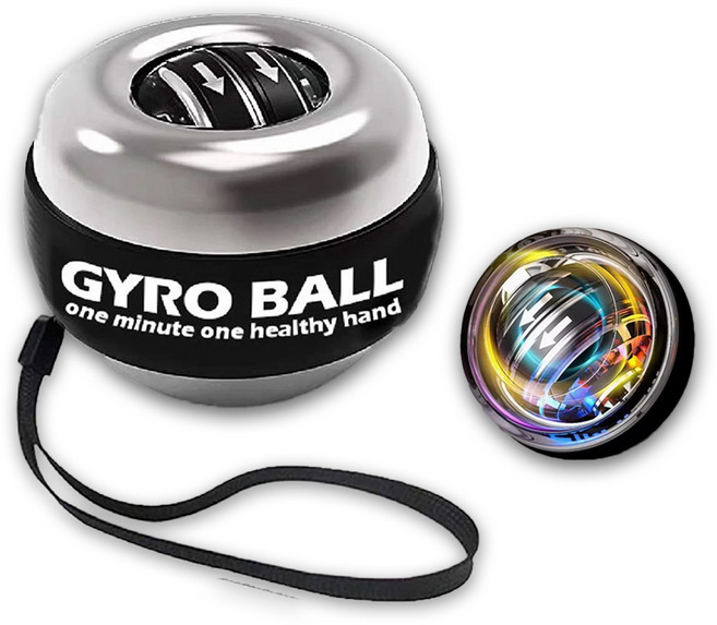 GYRO POWER 第六代 腕力球 附腕繩 腕力訓練器, 全金屬-自啟帶彩燈, 1個