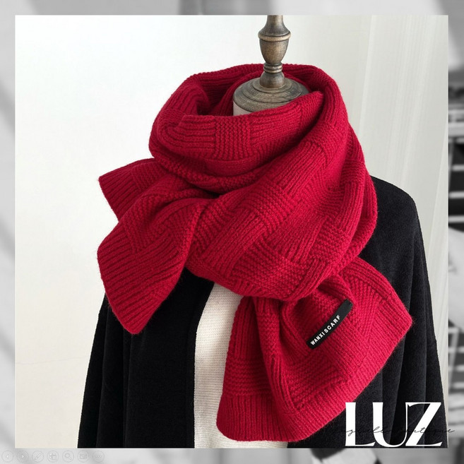WANZI SCARF 韓版純色毛線針織圍巾 秋冬季保暖加厚圍脖