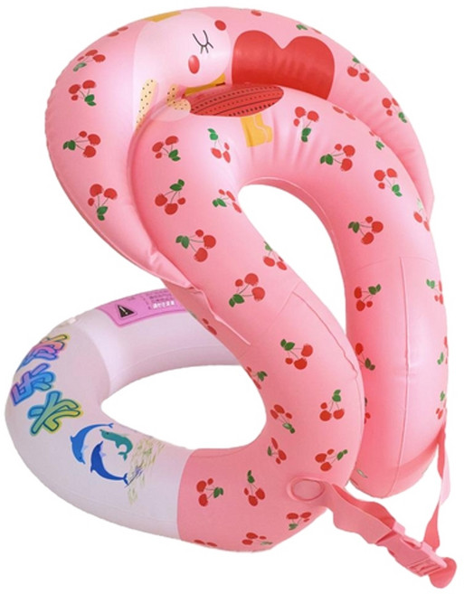 筱侶兒童游泳圈 寶寶初學充氣背心, S - 粉色 - 櫻桃 適合2 - 6歲, 1個
