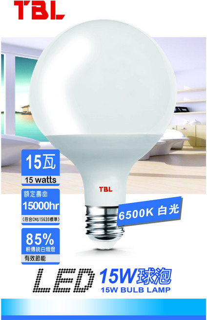 TBL LED G95 造型燈泡 15W 白光 6500K CNS認證, 1個