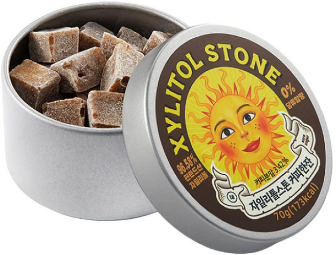 Xylitol Stone 韓國木糖醇 小方糖 鐵盒裝 70g, 1個