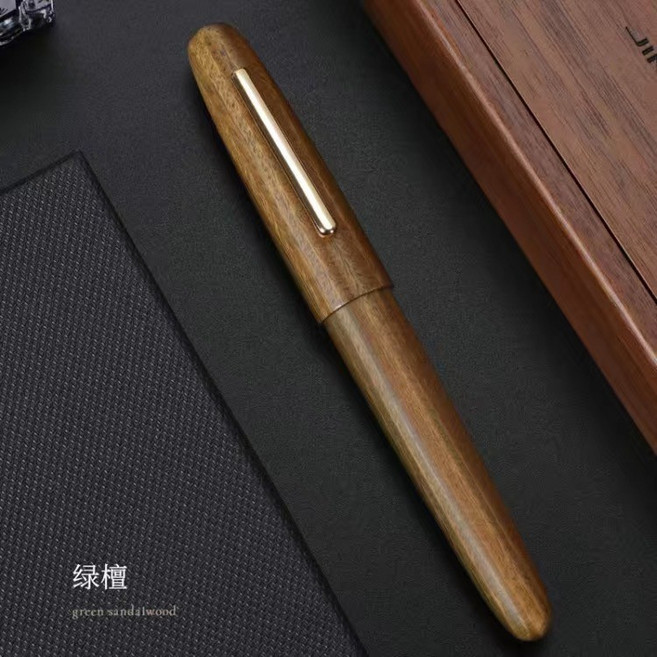金豪 9056 鋼筆 木桿 復古 練字 辦公 銥金筆, EF尖-0.38mm, 綠檀