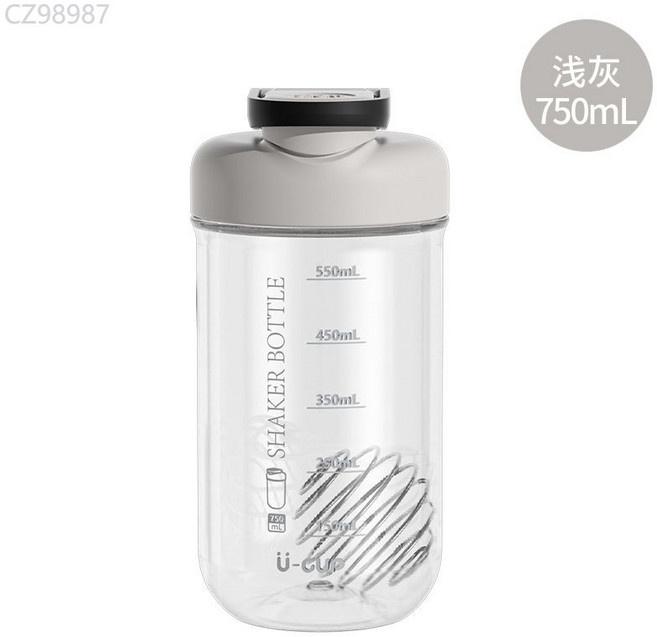 簡雅搖搖杯 750ML 健身運動便攜大容量塑料杯, 1個, 簡雅搖搖杯750ML【灰色】